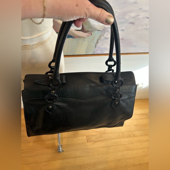 TODS Vintage Black Italian Leather Ring-Handled Satchel - Picture 12 of 16